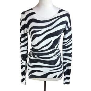 Vertigo Paris Wool Angora Cashmere Blend Knit Zebra Stripe Tunic Sweater Dress